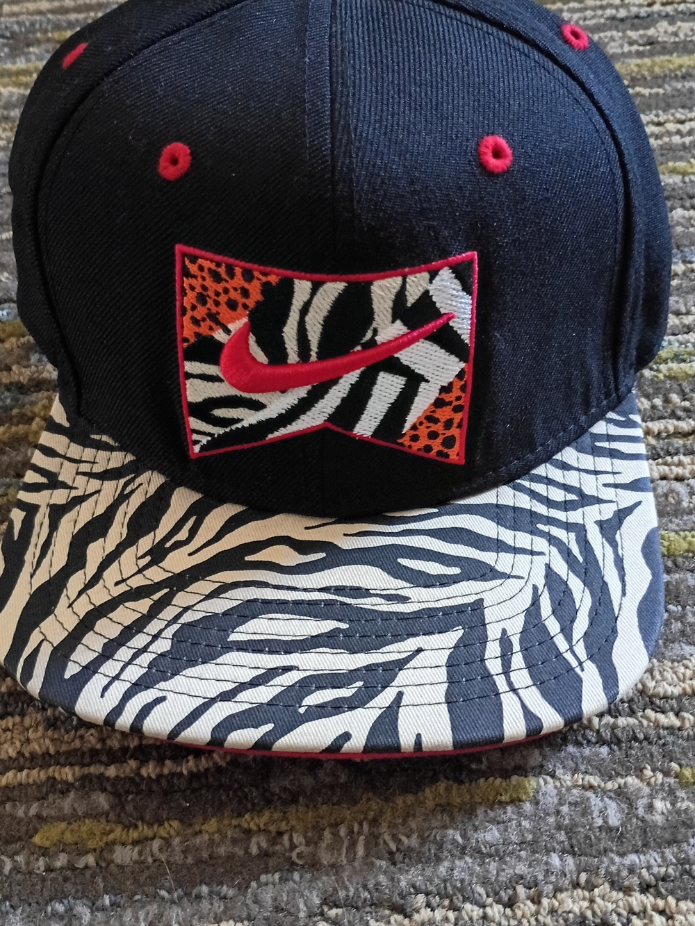 Nike SB Pennant Black Hat with Zebra Brim and Accents